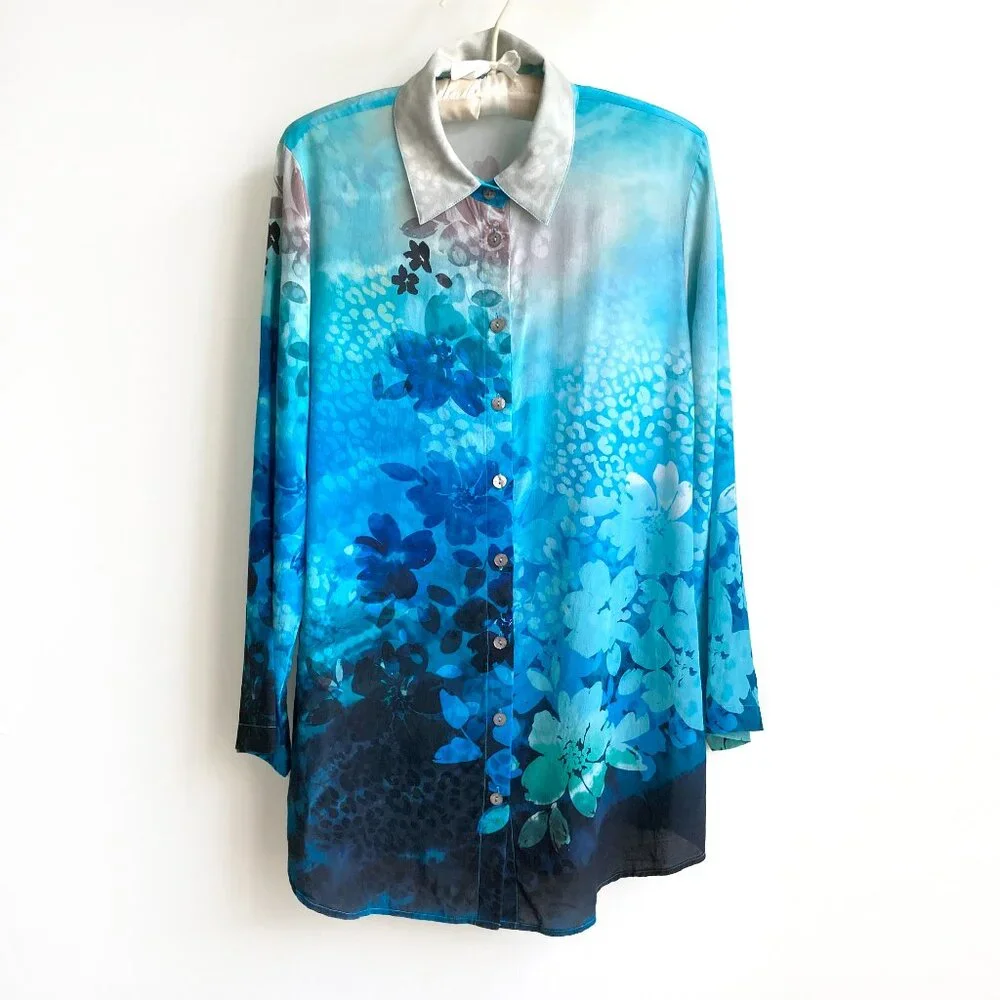 Soft Surroundings JOLENE Silk Floral Blouse - Picture 2 of 10